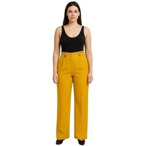 NEW BALBOA Wide Leg Pants High Waist Women's Button Front Casual Trousers Size L